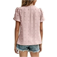 Viikei Womens T majice Plus veličine kratkih rukava na klirensu ljetne bluze za žene modni okrugli vrat