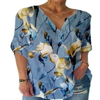 Colisha Women majica V izrez Ljetni vrhovi polu rukava majica Casual Holiday Floral Print Tunic Bluuse