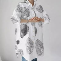 Bvnarty dugih rukava s dugim rukavima košulja za ženska modna casual plus veličine labavog gumba Drvene