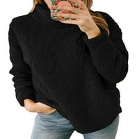 Niveer Womeny Tortleneck majica Dame Lady Loat FIT dugih rukava zimska solidna boja obični pulover crni