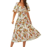 Rezervne ležerne haljine za žene Ličnost Vintage Ispisana haljina s kratkim rukavima Jednostavan i osjetljiv
