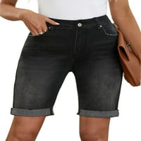 Chase Tajna ženska jean šorcs Mid Rit Roll manžetna Bermuda Stretch ljetni traper Jean Shorts sa džepom