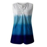 Ženska ljetna modna spajanje print uzorak majica bez rukava, plavi, xl