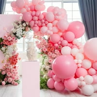 Pink Balloon Garland Arch Kit, dvostruki punjeni ružičasti baloni i goli bijeli baloni, pastel Hot Pink