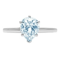 1.0ct kruška rez plavi simulirani dijamant 18k bijeli zlatni godišnjica za angažman prsten veličine
