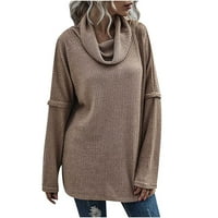 Pad džempera za žene turtleneck rebrasti pleteni džemper od punog dugih rukava na vrhu casual labavog