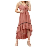 RBAOFUJIE Ljetne haljine Modne žene Ljeto Ležerne prilike Print V-izrez Camis bez rukava duga haljina