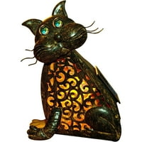 -Ffordifutni vanjski vrtni dvorište krajolik mačkat lampa 3D božićno dvorište mačje metalne figure Solarna