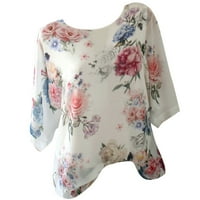 Baccol Plus veličine za žene Women Plus size Labavi cvjetni print Slash bluza za bluzu pulover vrhove
