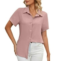 Bluze Fattazi Womens plus veličine vrhovi T-majice kratki rukav casual Popularni modni tee vrhovi džepni