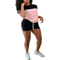 Oprema za vježbu plus veličine za žene kontrastne boje kratkih rukava kratkih rukava i trčanja Yoga