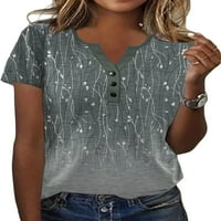 Luxplum ženska majica V izrez majica kratki rukav ljetni vrhovi mekani tunik bluza za odmor tee siva