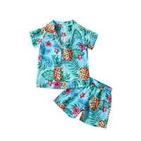 Caveitl 2-godina Toddler Baby Boys Modni bluza s kratkim rukavima Tropsko ananas Ispis Retro košulja