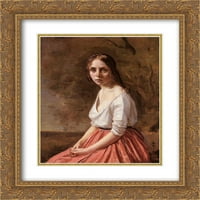 Camille Corot Matted Gold Ornate uramljeno umjetnosti 'Mlada žena'