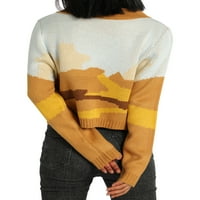 Ženski gumb dolje džemper na vrhu Ležerne prilike dugih rukava Blok pletene rever majice