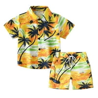 Odjeća za dijete, TODDLER Baby Boys Modna bluza s kratkim rukavima Tropska morska print Retro košulja