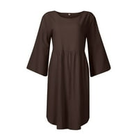 Clearsance Ljetne haljine za žene okrugla dekolte modna čvrsta mini a-linijska haljina s smećem XL