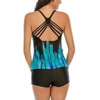 Yueulianxi Women Plus Veličina Ispis Strappy Back Tankini set dva kupaća kupaća Swimress