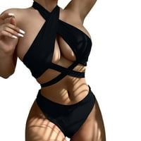 Nove žene Solid kupaći kostimi Žene Crisscross High Struk Bikini MESH kupaće