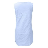 Cleance Summer Haljine za žene bez rukava A-line mini casual okruglica Čvrsta haljina bijela 2xl