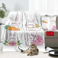 DiCasser Happy Eastery Bunny pokrivači s opružnim zečevima i pokrivačima za cvijeće za ured, krevet,