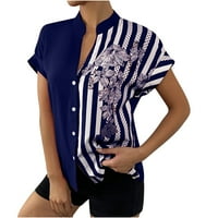 Ženski kratki rukav vrhovi kardigan bluza Lady Fashion Panel Print bluza bluza Dugmi bez rukava odlična
