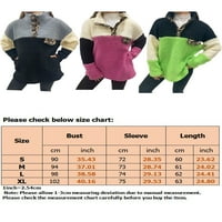 LUMENTO DAMIES Topla Sport Fuzzy Fuzzy Duks labavi fit boja blok kaput modni dugi rukav Sherpa pulover