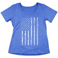& B White Negative USA zastava 4. jula Dan nezavisnosti Ženski V-izrez, ugljen, m