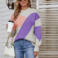 WHLBF pulover džemperi za žene, ženske ležerne boje podudaranje pulover dugih rukava sa dugim rukavima