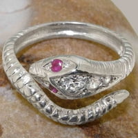 Britanci izrađeni sterling srebrni prsten sa prirodnim dijamantskim i rubinskim ženskim prstenom - Opcije