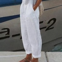 REWEnti ženska ljetna casual labava pamučna i posteljina džepa hlače hlače bijele l