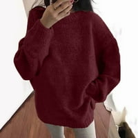 Džemper s djevojkama Čvrsta boja dugih rukava Top modne čvrste boje okrugli vrat pleteni pulover džemper