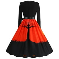Jesenske haljine za plus veličine žene Vintage dugih rukava Carm Carlar 1950S domaćica večernja haljina crna xl