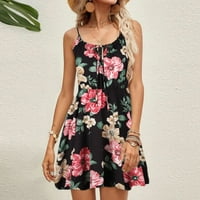 Ljetne haljine za žene Ljetne haljine za žene plaža cvjetna masirt sandress rukava bez rukava, labava