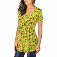 TOQOT Ženske majice za slobodno vrijeme - Bluze kratkih rukava s kratkim rukavima Bluze meki ljetni vrhovi zelene veličine m