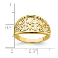 Čvrsta 14K žuto zlato izrezane koženje rubne prstene veličine 8.5