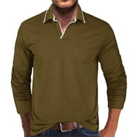 Borniu Muške majice, majice s dugim rukavima za muškarce, casual modni čvrsti ovratnik dugih rukava pulover dugih rukava prozračna bluza bluza odozgo