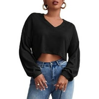 Ketyyh-Chn Bluze s dugim rukavima za žene Revel Modni gumb Majice Jesen Ležerne bluze Black, XL