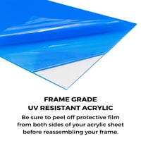 Okvir bijelog punog drveta Okvir uključuje UV akril Shatter Guard Front, pjena za besplatnu kiselinu