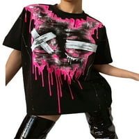 Ženska gotička majica Grafički print kratkih rukava Crewneck Preveliki Punk Grunge Harajuku TEE majice