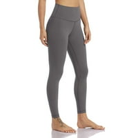 Tajice za žene Žene High Squik Solid Boja uska fitness yoga hlače nude skrivene joge hlače sivi xxs