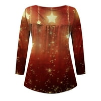 Bluza za božićne pulover za žene cvjetni ispis dukserišta božićna drveća grafički grafički vrat dugih