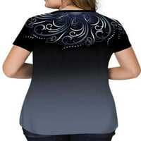 Uerlsty Plus Veličina Ženska gradijentna štampana majica casual majica s kratkim rukavima bluza