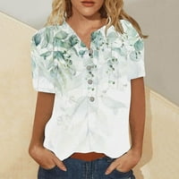 Ženski vrhovi odštampane bluze kratkih rukava Casual Women Ljeto V-izrez T-majice Tuničke majice Bijela