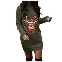 Božićne haljine za žene Ležerne prilike dugi pulover Mini rukav okrugli vrat Mini duks haljina haljina