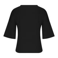 Plus veličine za žene obične majice Žene Leisure Solid Color Pagoda kratki rukav V-izrez Loose Bluze