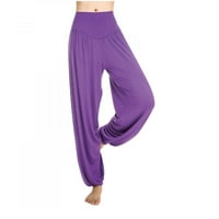 Tdoqot joga hlače - Baggy Fit Solid casual mid struk cvjetači moći ženske dukseve ljubičaste l