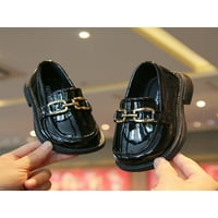 Oucaili Children haljina Cipele Udobne loaferi Školske stane Vintage klizanje na kožnim cipelama crna