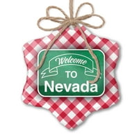 Ornament tiskani jedno strani zeleni znak Dobrodošli u Nevada Božić Neonblond