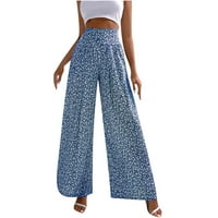 Farstey Beach Hlače za žene Ljeto Visoko struk Lounge hlače labave fit cvjetne printske plažne pantalone za odmor